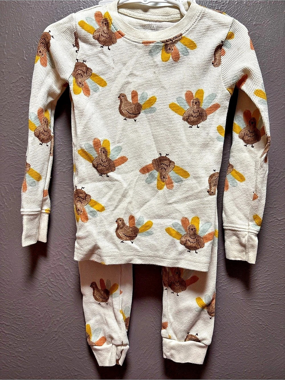 Carter's Turkey Print Pajama Set Size 4T Like New